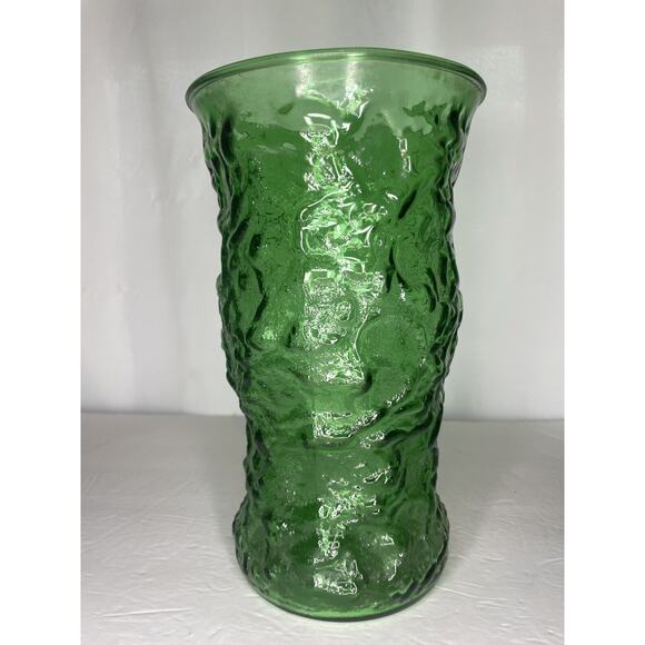 Oversized Green Crinkle Glass Vase vtg Large 11 inches Wavy Texture EO Brody HTF - Picture 8 of 16